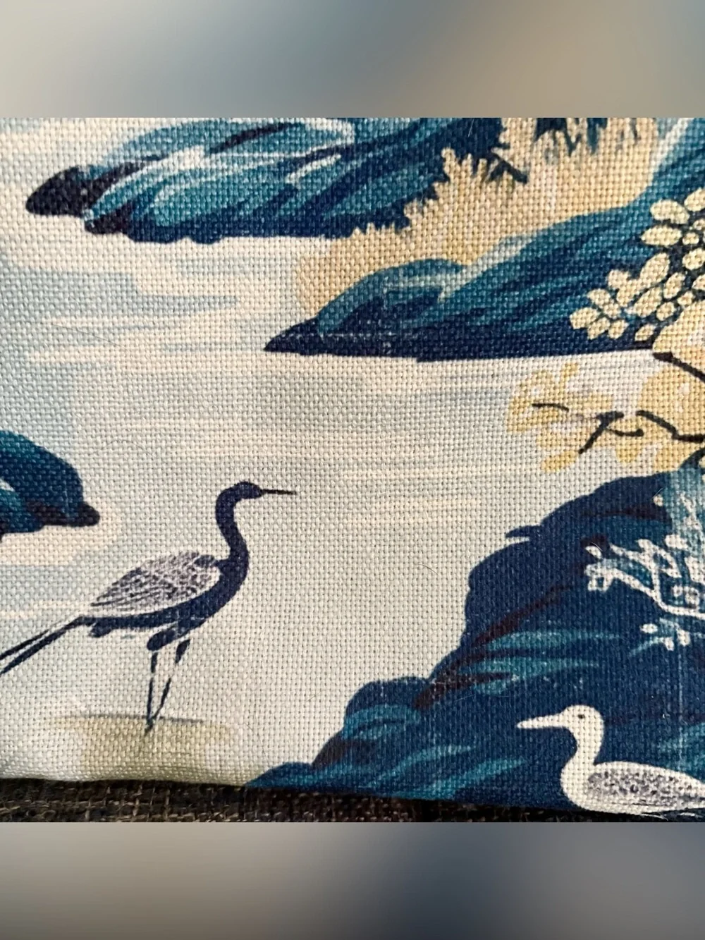 Set of TWO Chinoiserie Asian Scenic Nature Landscape Lumbar Pillow Covers
